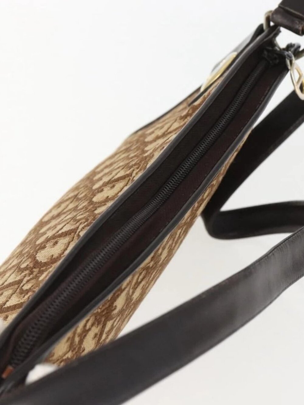 Christian Dior Trotter Canvas Shoulder Bag Beige Gold Auth - Picture 13 of 16